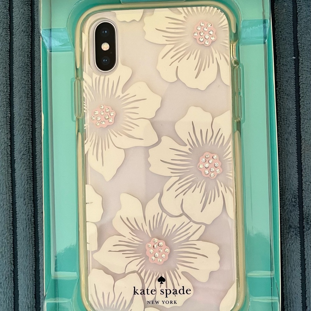 New open box Kate Spade floral sequin cell phone case for iPhone X